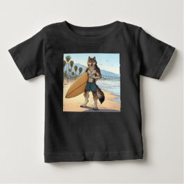 Camiseta De Bebé Lobo Surfista