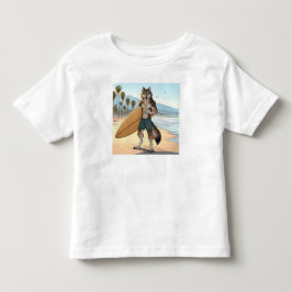 Camiseta De Bebé Lobo surfista  