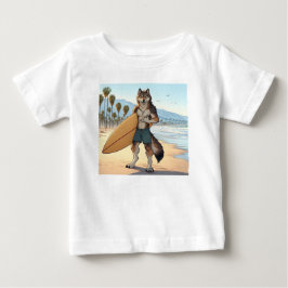 Camiseta De Bebé Lobo surfista