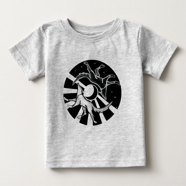 Camiseta De Bebé Lobos de sol y luna (Anverso)