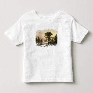 Camiseta De Bebé Lobos en un paisaje del invierno (aceite en el