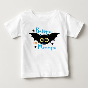 Camiseta De Bebé Loco por Mamá Cute 1er Halloween Murciélago Azul 