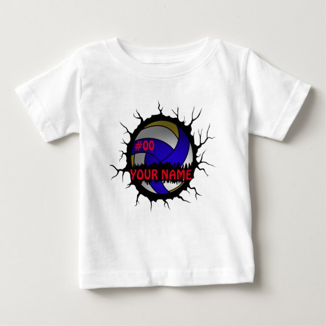 Camiseta De Bebé Logo de voleibol, nombre personalizado de voleibol (Anverso)