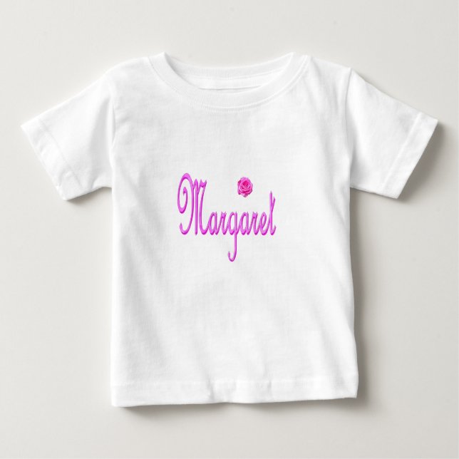 Camiseta De Bebé Logo rosa de Margaret Name, (Anverso)