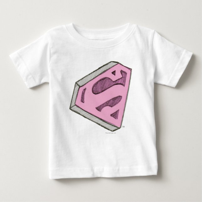 Camiseta De Bebé Logo rosa esbozado de superchica (Anverso)