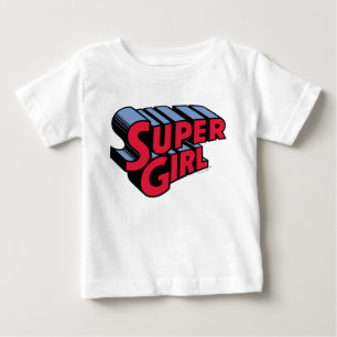 Camiseta De Bebé Logotipo de nombre apilado de superchica roja y az