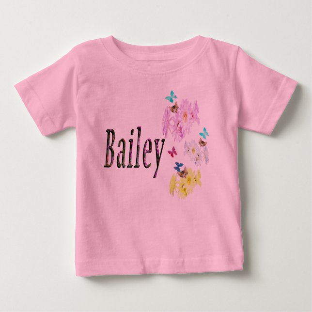 Camiseta De Bebé Logotipo de nombre de bailey floral, (Anverso)