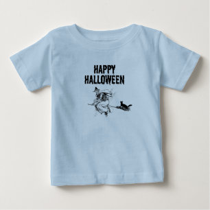 Camiseta De Bebé Logotipo personalizado Nombre, Bruja Voladora y