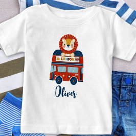 Camiseta De Bebé London Bus y adorable bebé león Personalizado