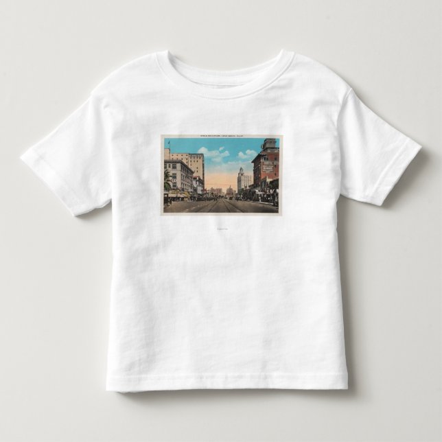 Camiseta De Bebé Long Beach, CA - opinión del bulevar del océano (Anverso)