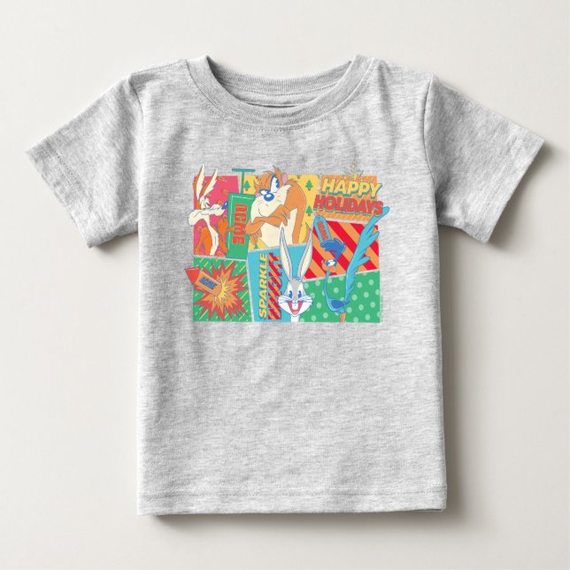 Camiseta De Bebé LOONEY TUNES™ | Patrón de vacaciones felices (Anverso)