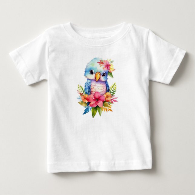 Camiseta de bebé loro colorida (Anverso)