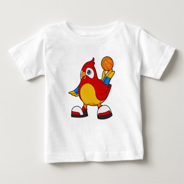 Camiseta De Bebé Loro como jugador de baloncesto con baloncesto (Anverso)