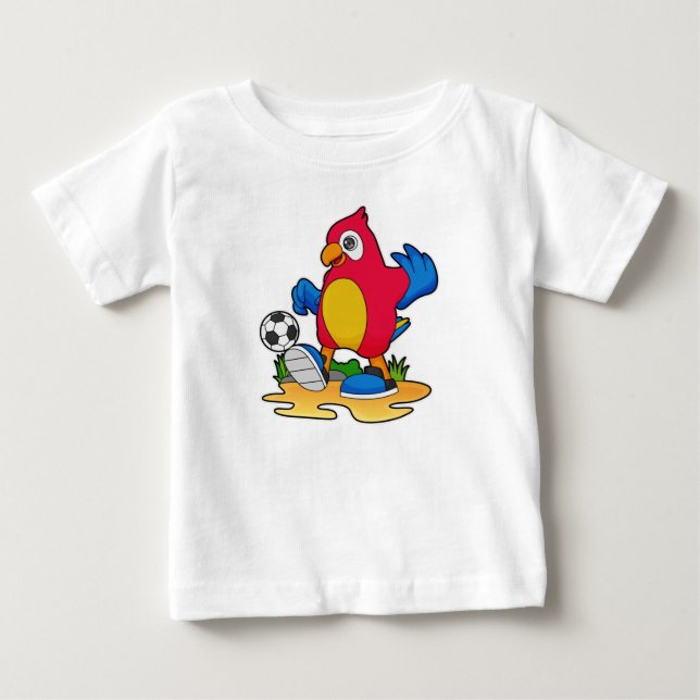 Camiseta De Bebé Loro como jugador de fútbol con fútbol (Anverso)