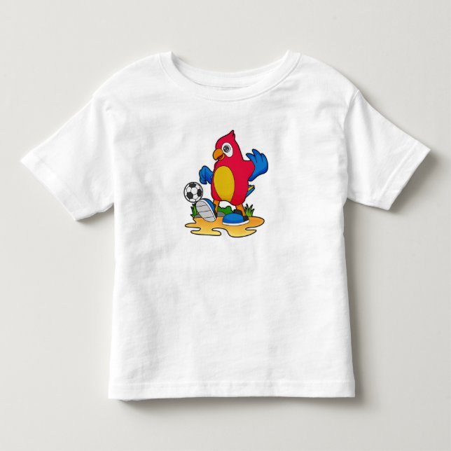 Camiseta De Bebé Loro como jugador de fútbol con fútbol (Anverso)