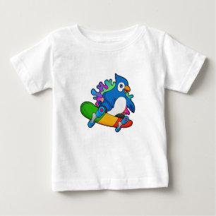 Camiseta De Bebé Loro como patineta con patineta
