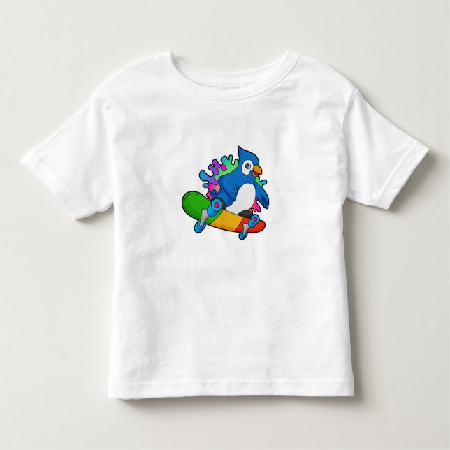Camiseta De Bebé Loro como patineta con patineta (Anverso)