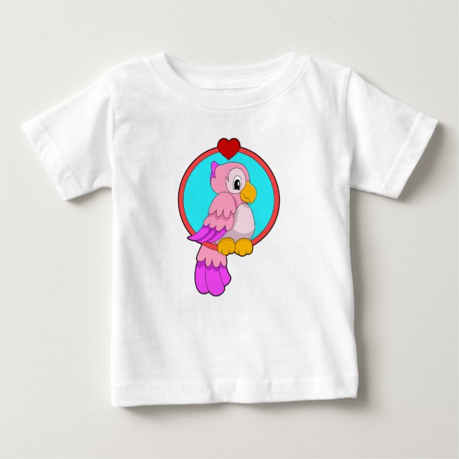 Camiseta De Bebé Loro con corazón (Anverso)