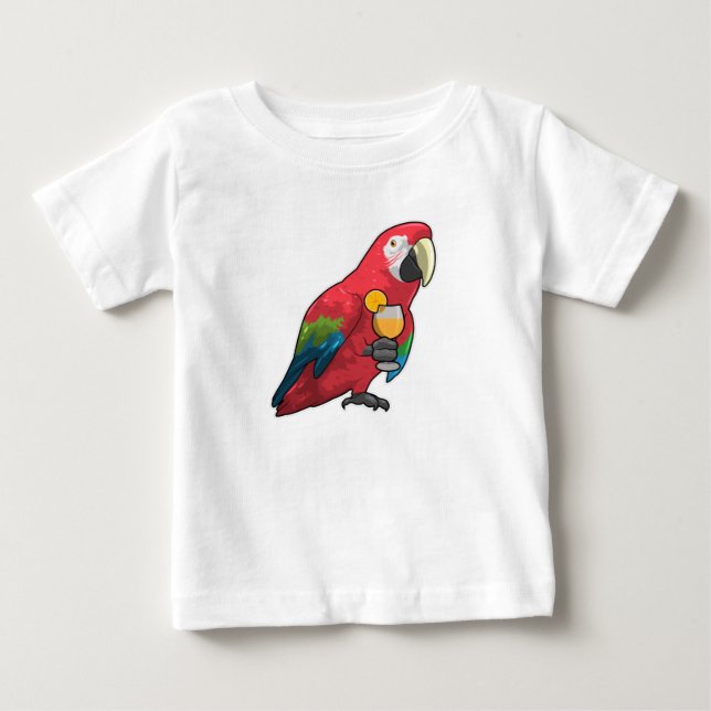 Camiseta De Bebé Loro con jugo de Naranja de vidrio (Anverso)