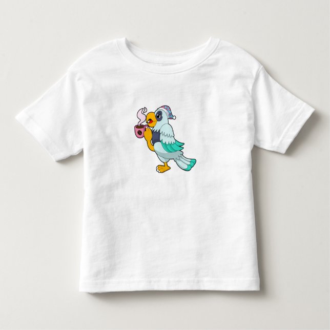 Camiseta De Bebé Loro con taza de café (Anverso)