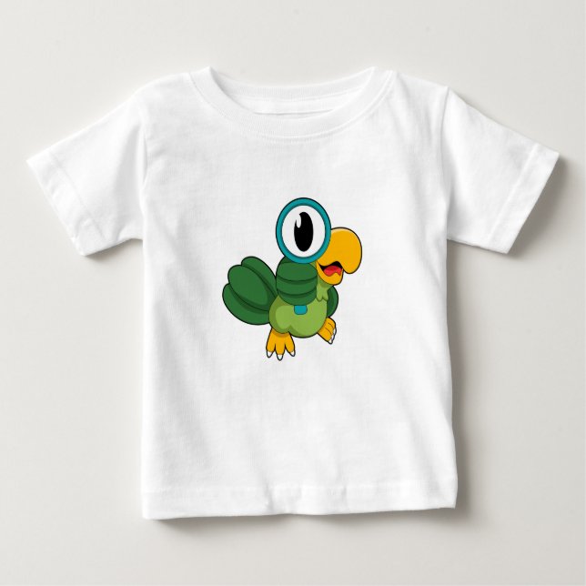Camiseta De Bebé Loro con vidrio de aumento (Anverso)