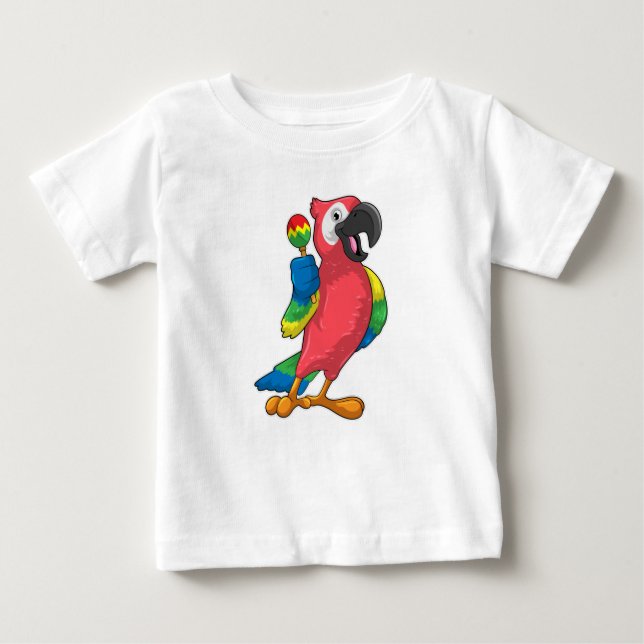 Camiseta De Bebé Loro en la música de Maracas (Anverso)
