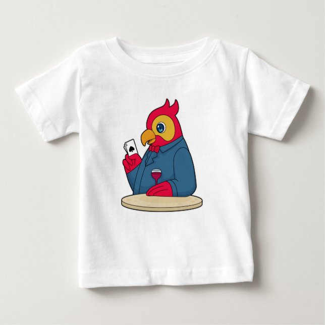 Camiseta De Bebé Loro en Poker con tarjetas de póker (Anverso)