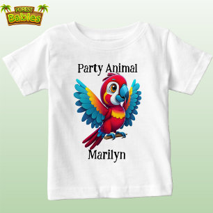 Camiseta De Bebé Loro salvaje salvaje de Macaw fiesta tropical lind