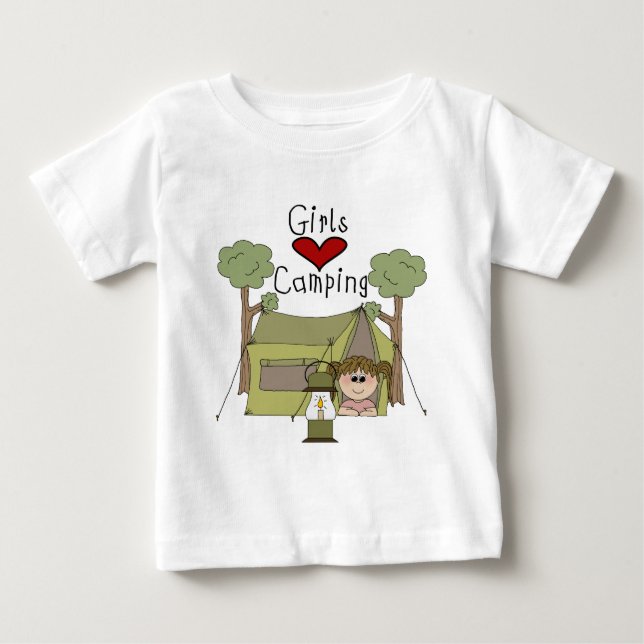 Camiseta De Bebé Los chicas aman el camping (Anverso)