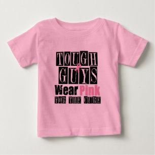 Camiseta De Bebé Los chicos duros del cáncer de pecho llevan rosa