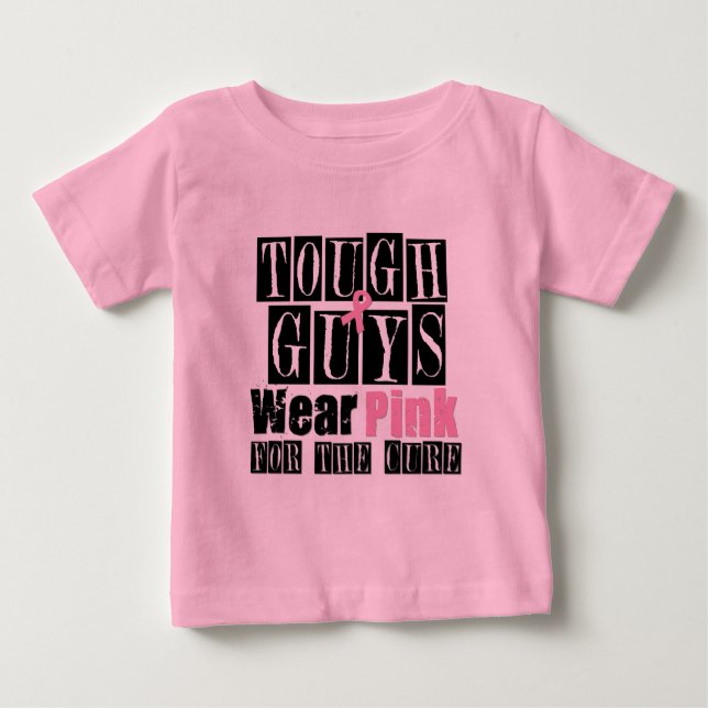 Camiseta De Bebé Los chicos duros del cáncer de pecho llevan rosa (Anverso)