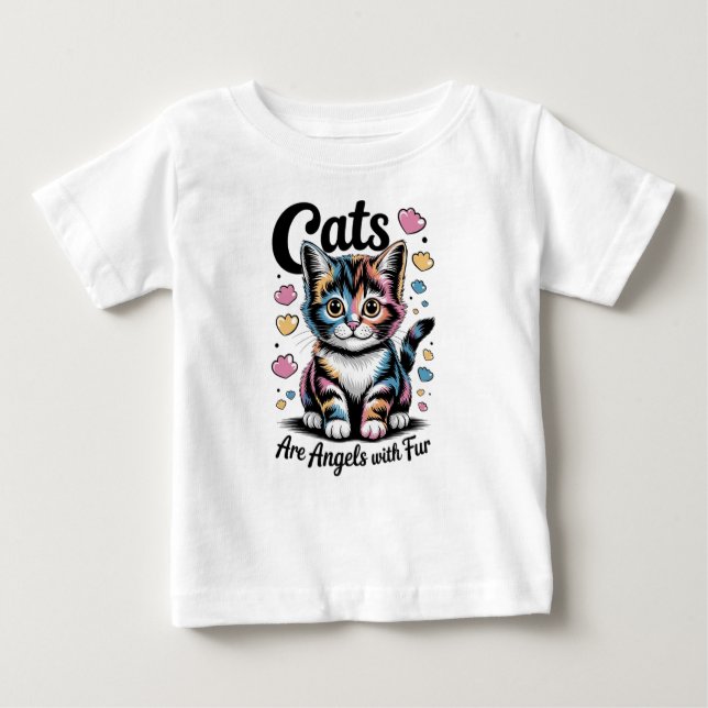 Camiseta De Bebé Los gatos son ángeles con pelo (Anverso)
