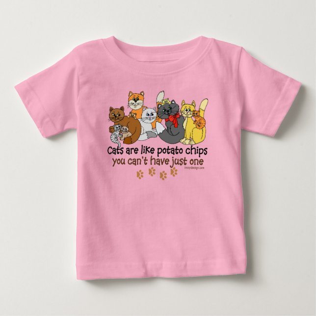 Camiseta De Bebé Los gatos son como papas fritas (Anverso)