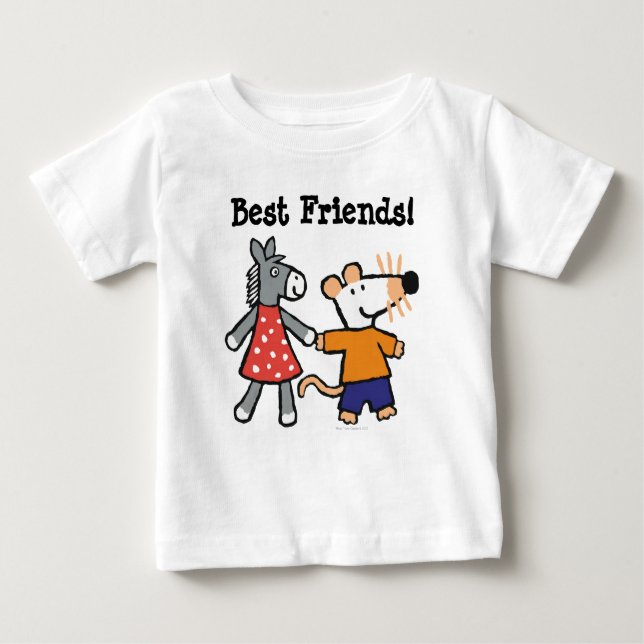 Camiseta De Bebé Los mejores amigos Maisy y Dotty se mantienen mano (Anverso)