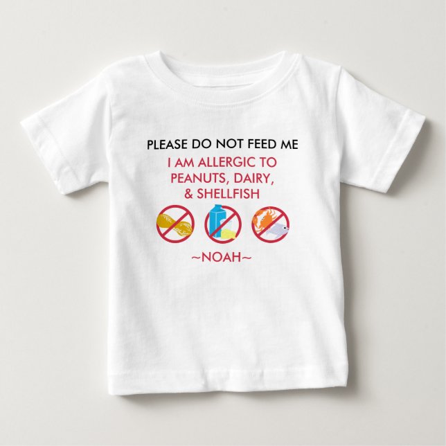 Camiseta De Bebé Los niños personalizaron alergia del cacahuete, (Anverso)