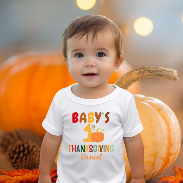 Camiseta De Bebé Los niños primero de la calabaza de Acción de Grac (Subido por el creador)