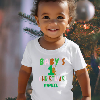 Camiseta De Bebé Los niños primero de Navidad Gingerbread Nombre Gr