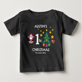 Camiseta De Bebé Los primeros Navidades de un niño pequeño negro pe