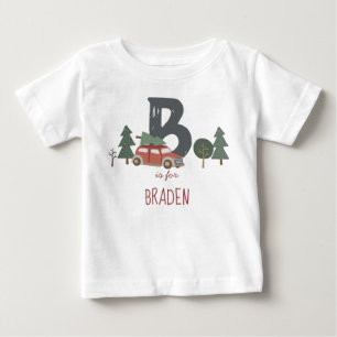Camiseta De Bebé Los primeros Navidades del alfabeto de un niño gri