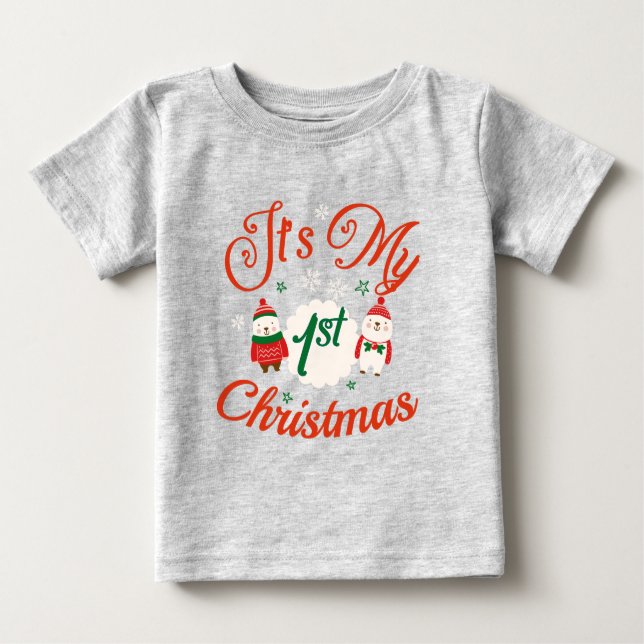 Camiseta De Bebé Los primeros Navidades del bebé (Anverso)