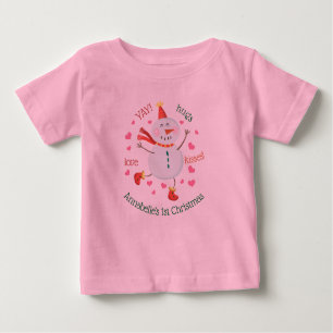 Camiseta De Bebé Los primeros Navidades del bebé Cheery Snowman