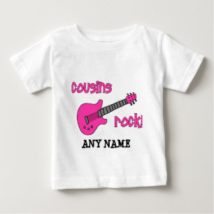 Camiseta De Bebé ¡Los primos rompen! con guitarra rosa