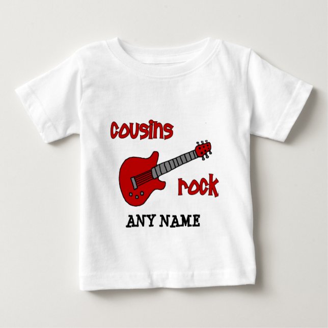 Camiseta De Bebé ¡Los primos rompen! con la guitarra roja (Anverso)