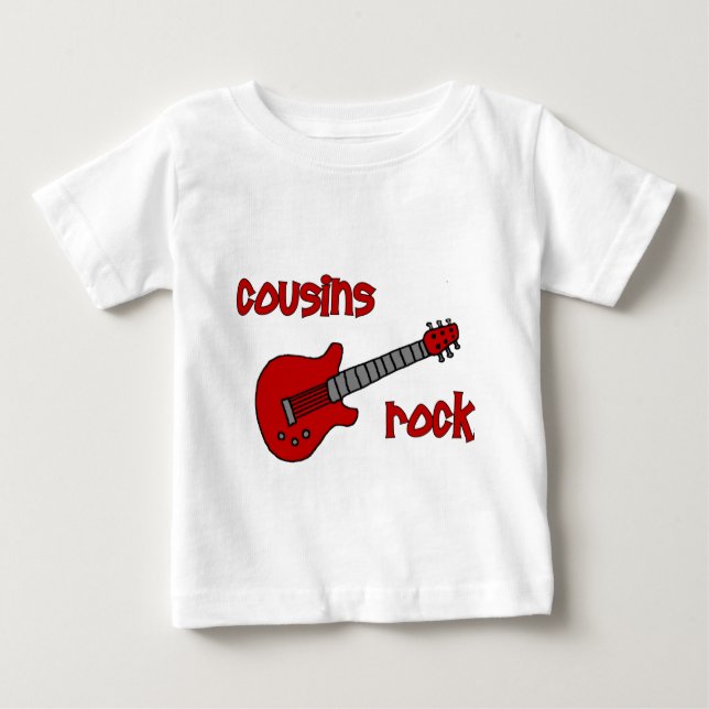 Camiseta De Bebé ¡Los primos rompen! con la guitarra roja (Anverso)