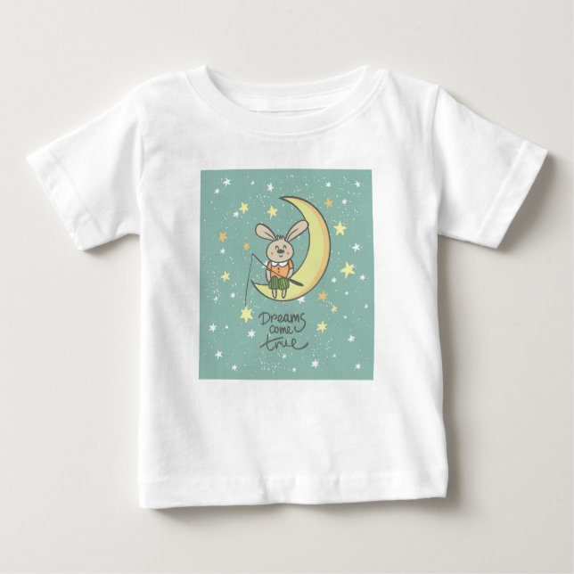 Camiseta De Bebé Los sueños se hacen realidad | Bunny on the Moon (Anverso)