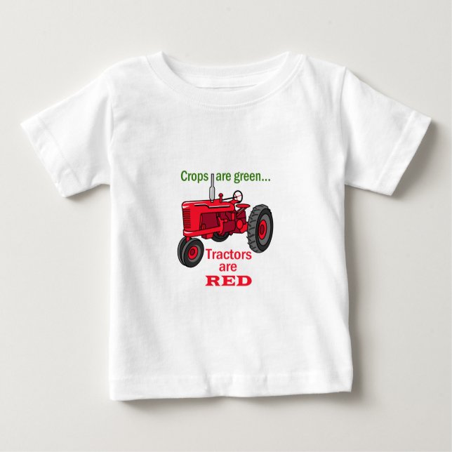 Camiseta De Bebé Los tractores son rojos (Anverso)