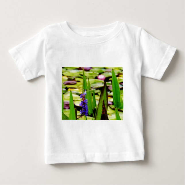 Camiseta De Bebé Loto de la libélula y flor púrpura (Anverso)