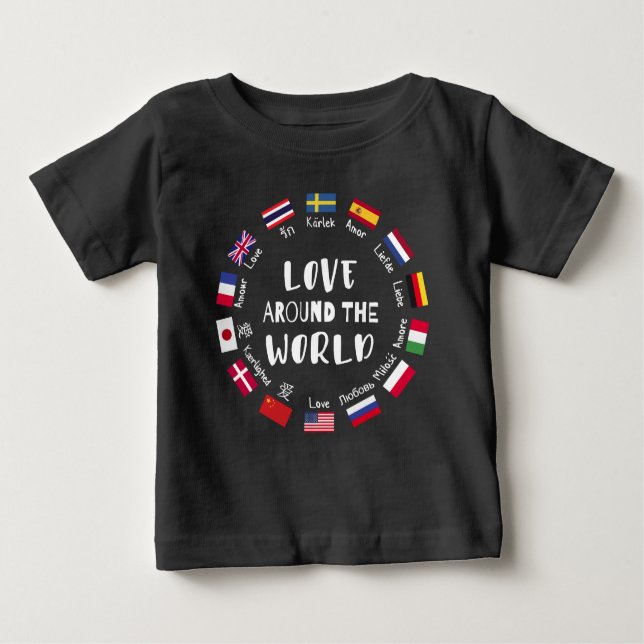 Camiseta De Bebé Love Around the World Languages  (Anverso)