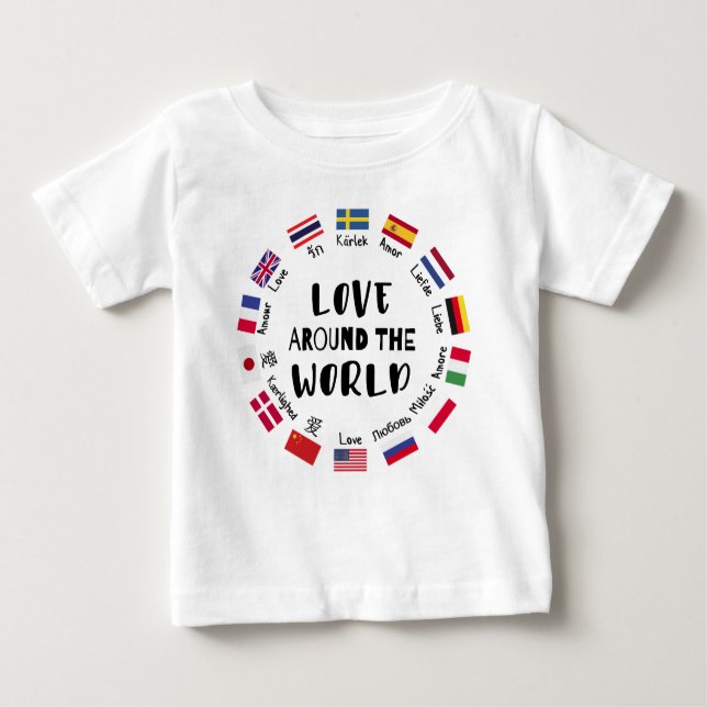 Camiseta De Bebé Love Around the World Languages  (Anverso)