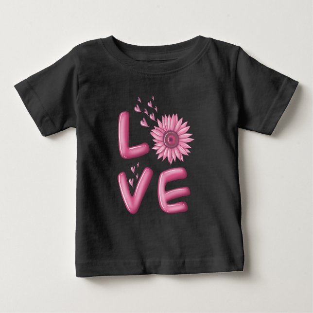 Camiseta De Bebé Love Pink Sunflower Baby T-Shirt (Anverso)